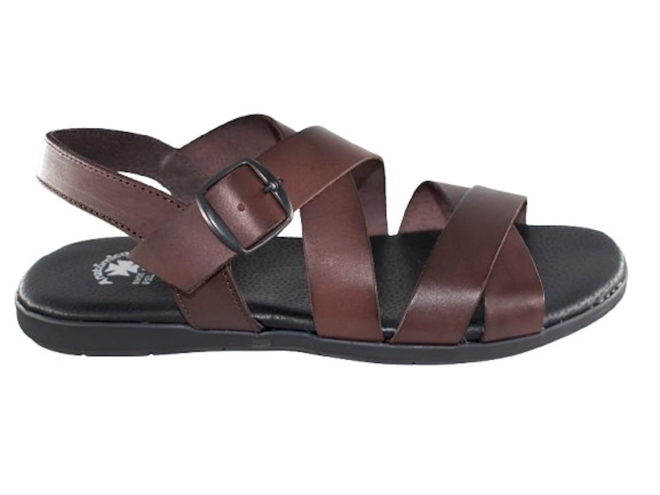 Sandalias Piel Hombre Modelo 138 Sandalia de Cuero con Hebilla Ajustable y Plantilla Anatómica, Suela Ligera Antideslizante