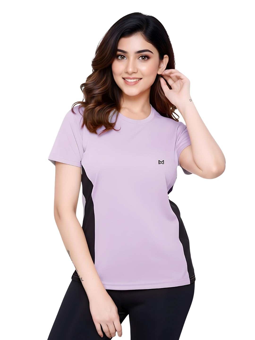White Moon Women's Dry Fit Solid Quick Dry Sports Half Sleeve Regular Fit Active Wear Gym Tshirt Round Crew Neck Breathabl...