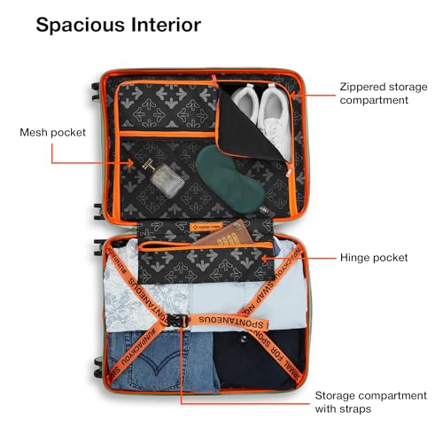 Image of Nasher Miles Bali Hard-Sided Polypropylene Cabin Luggage 20 inch | 55cm | 8 Wheels Small Trolley Bag for Travel | Suitcase (Olive Green)
