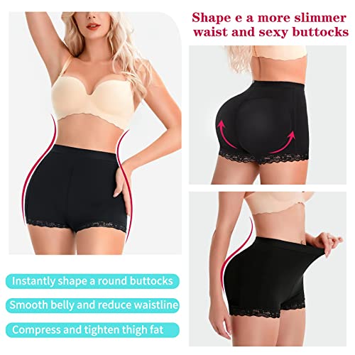 Aosboei Women Butt Lifter Panties Padded Shapewear Hip Enhancer Pads Shorts Seamless Underwear Tummy Control Boyshorts Black #TOP4