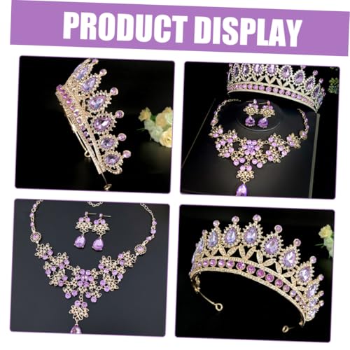Conjunto de joyas para bodas con pendientes y collar de rhinestone radiante 5