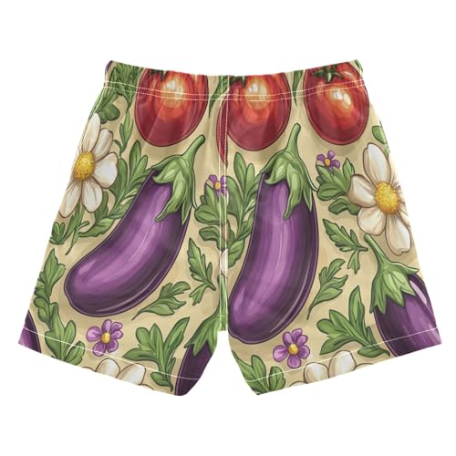 Vegetable Garden Floral Pattern Boys Board Shorts Quick Dry Boys Bathing Suit Toddler Swim Trunks,XS2