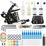 Tattoo Kit for Beginners Complete Set Tattoo Gun Kit 4 Colors Tattoo Inks Disposable Tattoo Accessories Tips Grips Tattoo Supplies Professinal Tattoo Kit for Starter Tattoo Artists