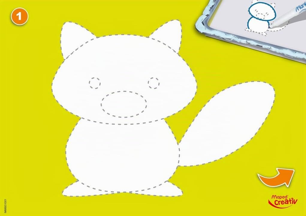 Maped - Set de Manualidades para Niños - Juegos y Dibujos Borrables Animales - Apto a Partir de 4 Años - Incluye 1 Maletín de Tela, 1 Pizarra, 1 Paños, 4 Rotuladores y 11 Fichas de Actividades