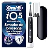 Oral B Brosse A Dents Electrique iO 5 Noire, 5 Modes De Brossage Dont Blancheur, Capteur De Pression Sur Les Gencives, Brossettes De Rechange Oral B, Etui De Voyage