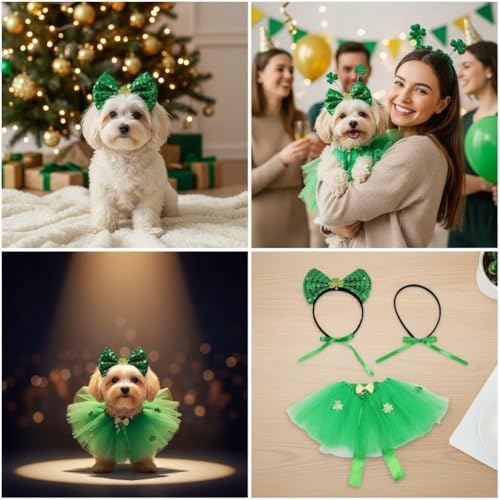 Disfraz para perro Día de San Patricio Medium verde miniatura 4