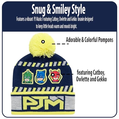 Image of PJ Masks Winter Hat and 2 Pair of Gloves or Mittens Set (Age 2-7)