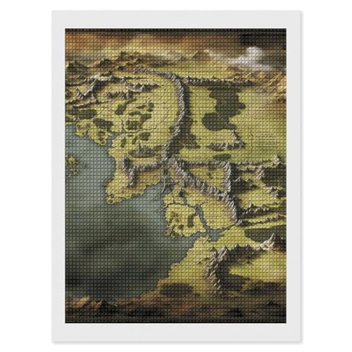Peinture diamant Terre du Milieu 5D carrés pour adultes - Kit complet de broderie 30x40 cm