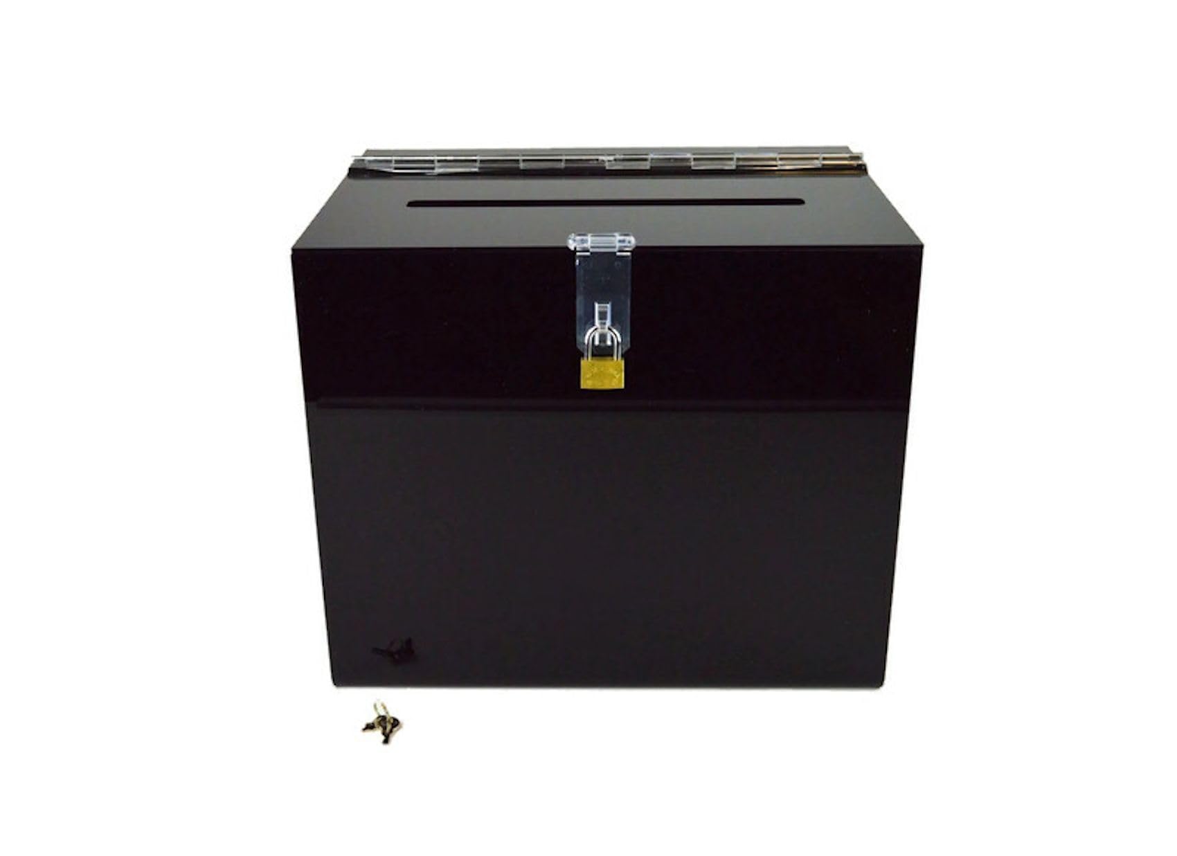 Pos Display Shop Large Black Acrylic Lockable Suggestion Feedback Ballot Comments Collection Box - BB0005 Gloss Black