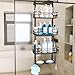 Consumest Over The Door Shower Caddy - 4 Tier Adjustable Hanging Shower Organizer Shelf with 2 Soap Holders & 22 Hooks, Rustproof Easy Installation Hanging Storage Rack for Bathroom, Black