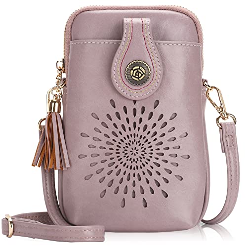 Image of APHISON Small Crossbody Bags for Women, Lightweight Vegan Leather Cell Phone Purse, Cute Purses with Tassels