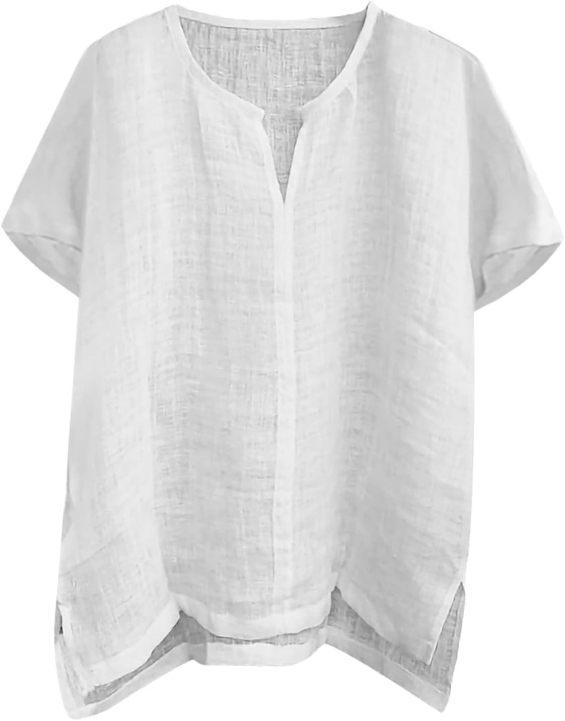 VnihaqMens Cotton Linen Shirt Summer Beach V Neck Short Sleeve Tshirts Loose Fit Casual Workout Tees Athletic Running Tops