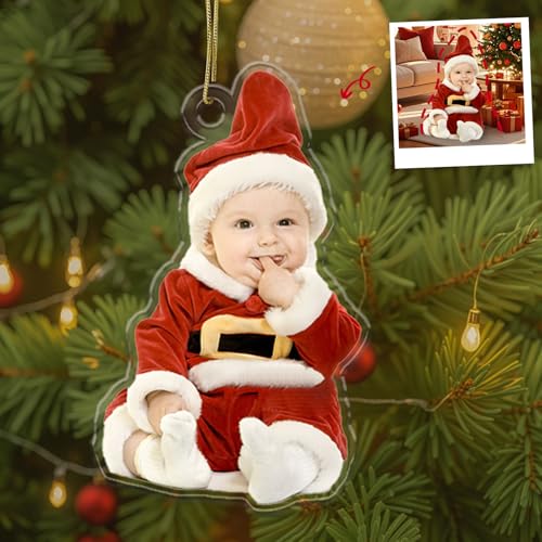 Bemaystar Personalized Babys First Christmas Ornament - Personalized Gifts for Christmas, Personalized Christmas Ornaments, 2D Photo Ornaments, Xmas Decor, Gifts for Baby, Newborn, Kids, New Mom Dad