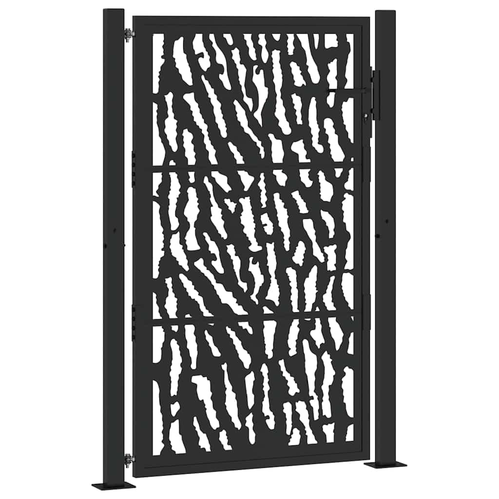 Cancello da giardino in acciaio, 105 x 155 cm, colore nero, in ferro battuto zincato, con design Ele Trace per un ingresso sicuro all'aperto