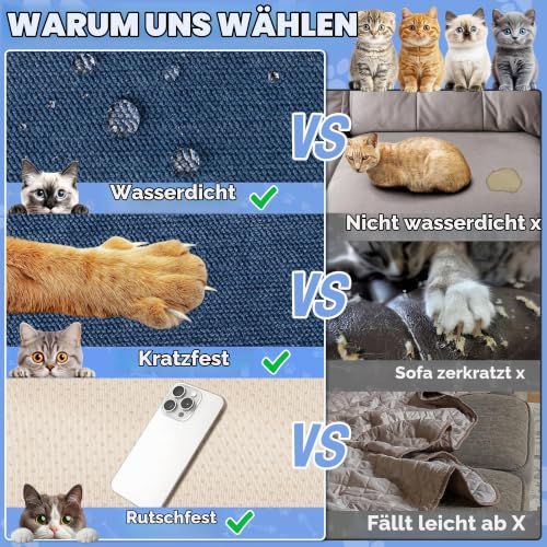 Loiion Katzenschutz Sofa, Couchdecke Katze Kratzfest Marineblau 340x180cm – Ansicht 4
