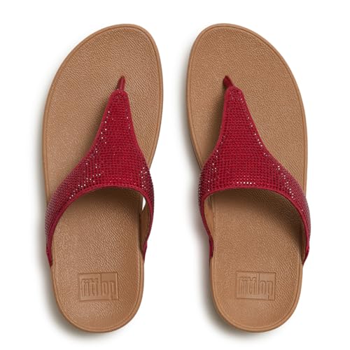 Fitflop Damskie Lulu Crystal Upiększone sandały z palcami, spalona zatoka, 40 EU, Spalona jagoda, 40 EU