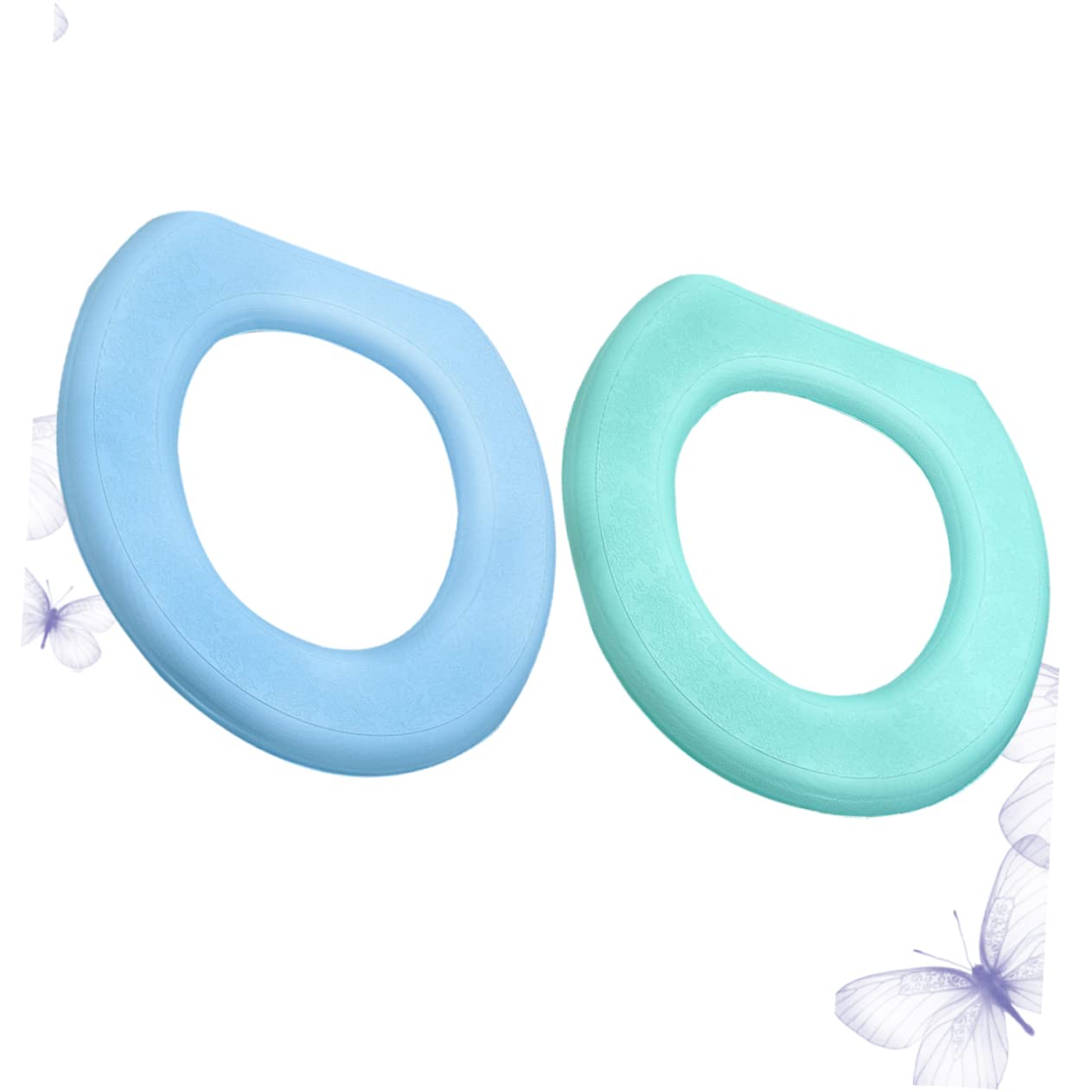 PRETYZOOM 2pcs Green Toilet Seat Pads Washable Soft Comfortable O-Shaped Design for Home Bathroom