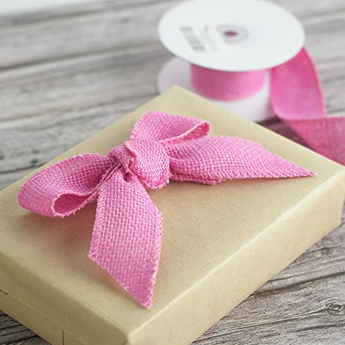 Meedee Pink Burlap Ribbon Natural Jute Burlap Ribbon Light Pink Ribbon 1.5 Inch Pink Jute Ribbon Baby Pink Ribbon For Gift Wrapping Ribbon For Burlap Bow Baby Shower It's Girl Wreaths Ribbon, 10 Yards #TOP5