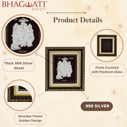 Image of 999Pure Silver Ramdarbar Photo Frame for Home & Office | Premium Silver | PoojaRoom & Wall Decor | Wedding & Festival Gifts | Certificate Included | Tabletop Size 5.5x5 inch