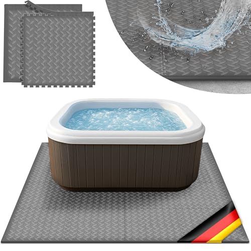 tillvex® Tapis de Sol carré 200 cm pour Spa | Tapis de Protection Thermique pour Jacuzzi et Piscine | sous-Couche Isolante | Plaque de Sol Antichoc (Gris)