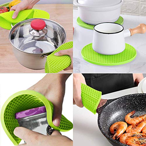 Image of Countertop Protector Heat Resistant Trivets for Hot Pots and Pans - Non-Slip Insulated Heat Pads for Kitchen Counter Green Pack of 4