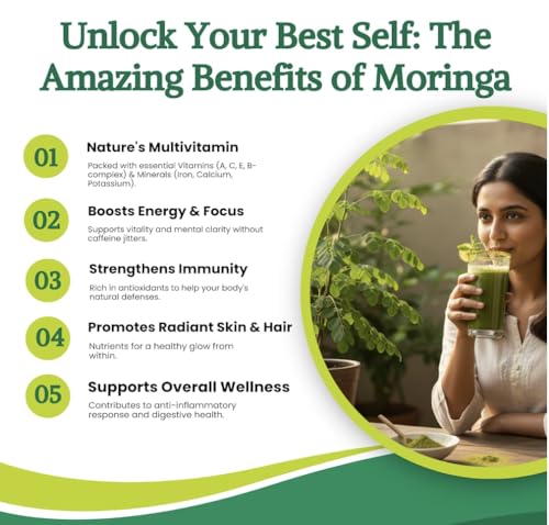 Image of Moringa Powder Organic India 500g, Pure Natural Moringa Leaves powder, Ayurvedic Superfood for Naturally Boost Energy Levels, Immunity, Boost Energy Level & Digestion