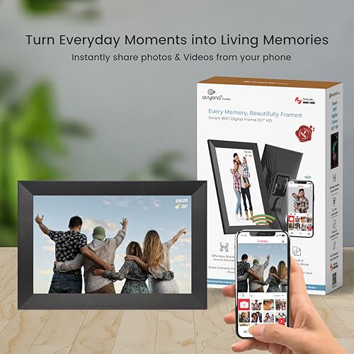 Image of Avyona 10.1 inch Smart WiFi Digital Photo Frame | HD IPS Touchscreen | 32GB Storage | Frameo App for Instant Wireless Photo & Video Sharing | Auto-Rotate | Ideal Gift for Family & Friends - Raven Black