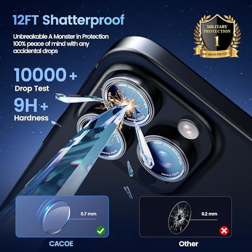 Image of CACOE Camera Protective Case for iPhone 17 Pro Max /17 Pro /16 Pro Max /16 Pro /15 Pro Max /15 Pro /14 Pro Max /14 Pro, [Scratch-Resistant] [Drop-Proof] [Strong Adhesive] (Black)