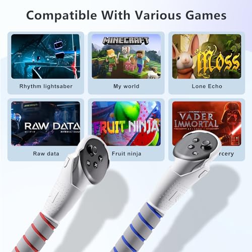 Image of 2 in 1 Long Arms & Handle Attachments Compatible with Oculus Quest 3 /3S Hand Controllers, VR Gorilla Tag Long Arms /Stick Extension Grips for Meta Quest 3 /3S Accessories for Beat Saber Golf Club Game