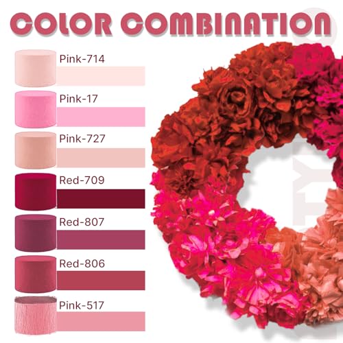 Image of PartyWoo Crepe Paper Streamers 6 Rolls 492ft, Pack of Dusty Pink Crepe Paper Streamers Decorations, Crepe Paper for Birthday Decorations, Party Decorations, Wedding Decorations (1.8 in x 82 Ft /Roll)