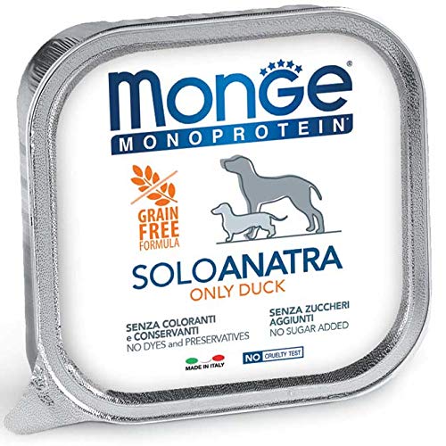 Monge Alimento Cibo Umido per Cani MONOPROTEICO 100% Anatra GR.150X24