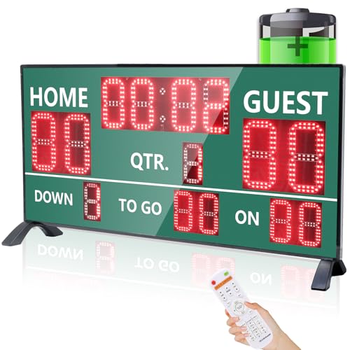 YZ LED Wireless Football Scoreboard, Electronic Scoreboard with Remote, Digital Scoreboard Football Score Keeper for Outdoor/Football Training/American Football Games/Rugby Ball