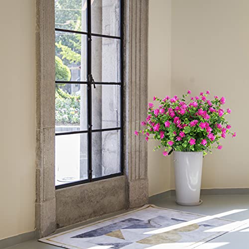 Joygar 8 Bundles Artificial Flowers Fake Boxwood Shrubs Uv Resistant No Fade Faux Greenery Faux Plastic Lotus For Home Garden Hanging Planter Indoor Porch Patio Office Wedding Decoration(Fuchsia) #TOP1