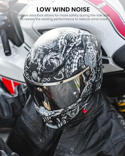 Image of ILM Motorcycle Helmets for Adult Men Women Full Face DOT ECE Powersports Dual Visor Street Racing Helmet with Pinlock Cascos para Motos Model MF509 (Mythology Silver, S)