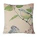 SimpleDecor Jacquard Bird On the Tree Accent Decorative Throw Pillow Case Hand Painted Cushion Cover Cute Traditional Chinese Painting 18X18"