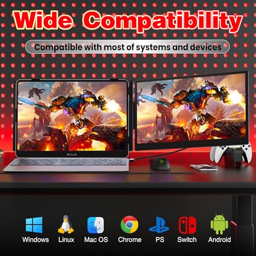 Image of Laptop Screen Extender 0.27 inch Ultra-Thin, 14 inch FHD 1080P IPS Dual Portable Monitor, USB-C /HDMI Plug & Play Travel screen extender for 13-17 inch Laptops, Compatible with Window /Mac /Chrome /Switch /Android