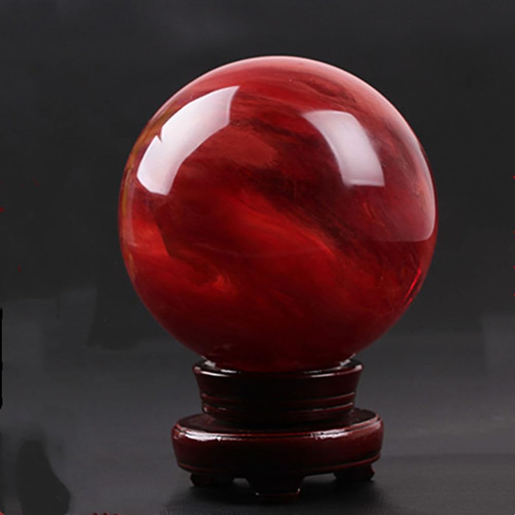 Genérico Bola de Cristal de Cuarzo Rojo Smelt, Esfera de Rubí Natural Rojo Cristal Fundido, Piedra Preciosa para Meditación, Sanación, Feng Shui, Adivinación,Diameter130mm=5.11''