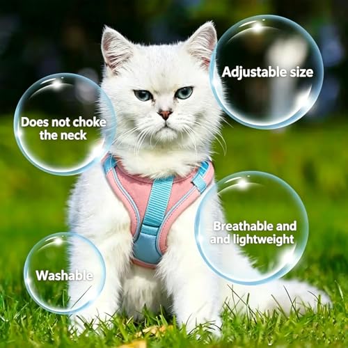 Escape Proof Cat Harness and Leash, Cat Collars, Harnesses & Leashes, Escape-Proof Cat Harness Set, Adjustable Step-in Pet Harness for Walking for Small Medium Cats/Dogs (Blue, L) - Image 8