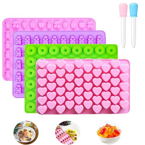 Gummy Moulds, 4Pcs Silicone Sweet Moulds, Heart Candy Gummy Molds, Chocolate Molds