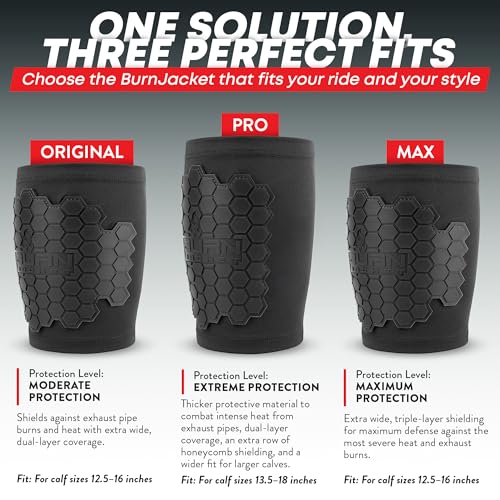 BurnJacket Pro Motorcycle Exhaust Pipe Burn Protective Sleeve Leg Guard Longer Dual Layer Protection, Fits 13.5-18 Inch Calf - Heat Shield for Legs, Calf Guard - Premium Motorcycle Accessories - Thumbnail 2