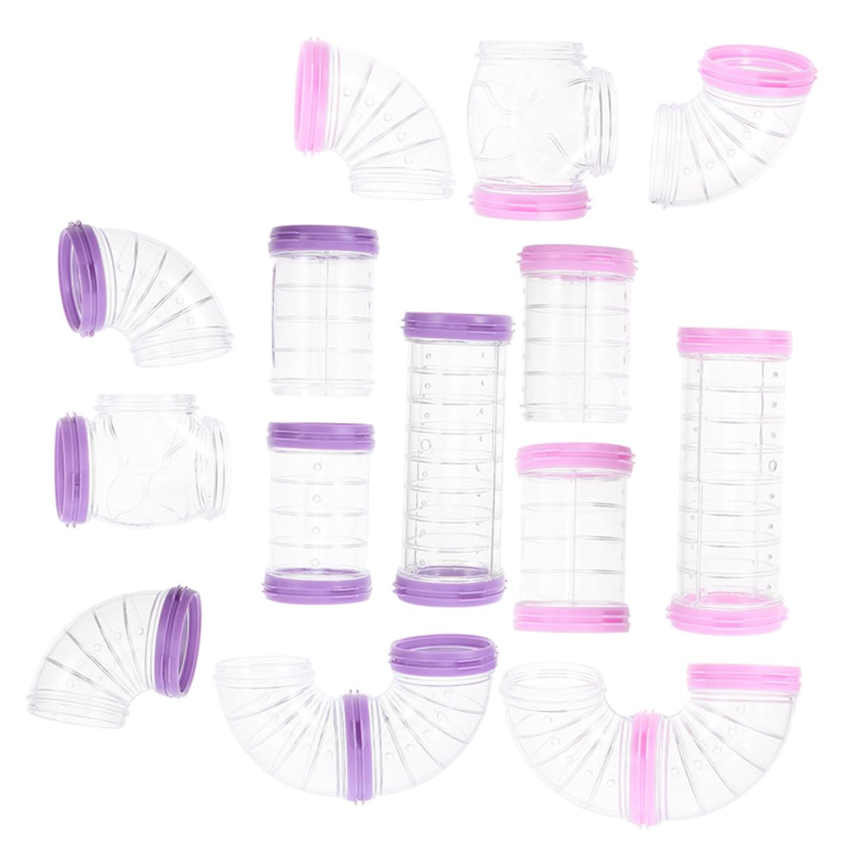 16 Stück Teiliges Hamsterkäfig Röhrenset Transparente DIY Haustiertunnel Robustes Kunststoffspielzeug für Hamster Eichhörnchen Einfache Fördert Bewegung und Erkundung