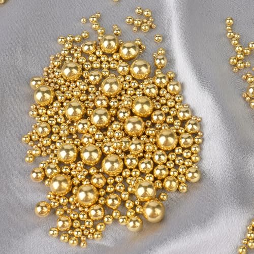 Image of Gold and Silver Pearl Sprinkle for Cake Decorating(2-Pack), 4 Sizes Sugar 9.2oz, Cupcake, Ice Cream, Donuts, Macaron Toppings Supplies (2mm, 4mm, 7mm, 1cm)