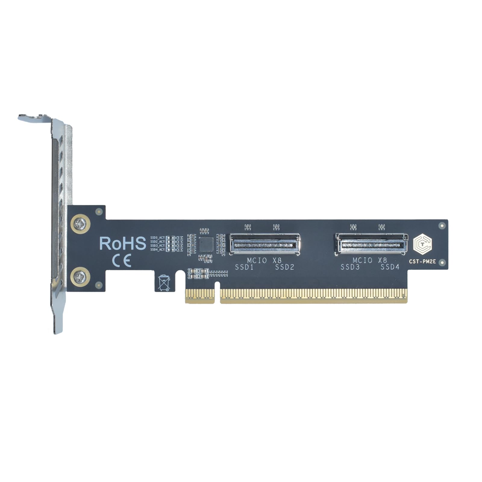 LetLinkSo PCIe 5.0 x16 to 2 MCIO x8 Adapter Card for 4 U.2 NVMe