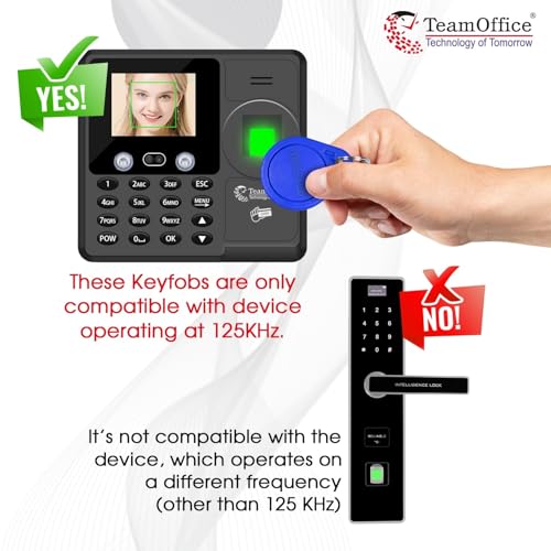 Image of Team Office 125 kHz Proximity RFID Keyfobs - Contactless RFID Keychain Tags for Time Attendance & Access Control (Pk of 10)