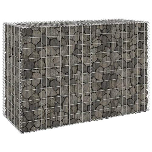 BaraSh Gabion Wall Mesh Wire Stone Basket Galvanised Iron Stone Basket Outdoor Spiral Planter Retaining Wall,Gabion Wall with Covers Galvanised Steel 150x60x100 cm