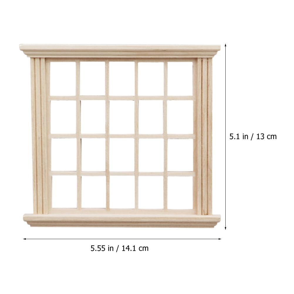 LOGOFUN Doll House Window 1: 12 Scale Miniatures Wood Windows Mini Window Frame Model for Doll Houses Furniture Decoration