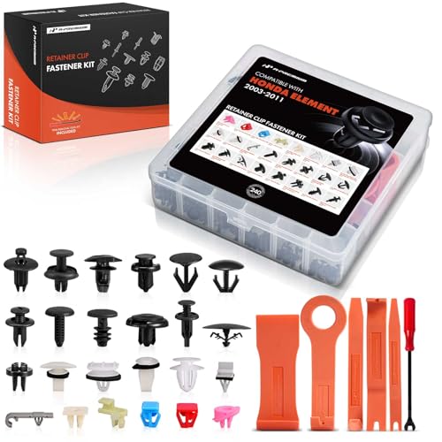 A-Premium 240 PCS (24 Sizes) Car Retainer Clips Kit Compatible with Honda Element 2003-2011 Bumper Fender Hood Insulation Rear Panel Auto Push Pin Plastic Rivet Fastener Replacement Set w/Removal Tool