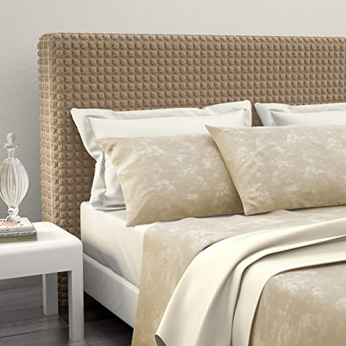 Irge Copritestata letto matrimoniale, colore Tortora, copertura testiera shienale letto, elastica universale, tessuto bielastico estensibile fino a 200 cm