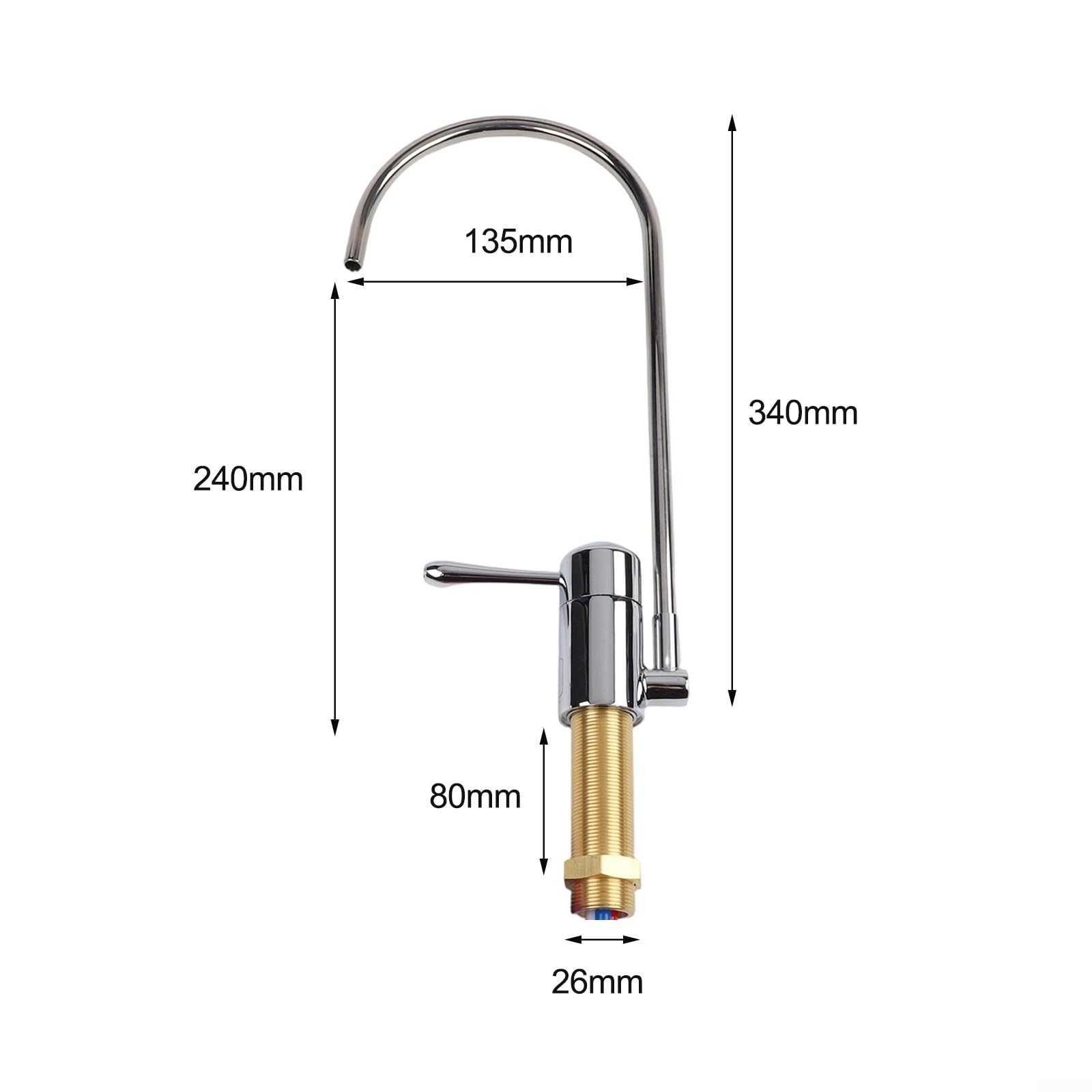 Grifo de agua potable de latón cromado para sistema de filtro eSpring, boquilla giratoria de 360°, construcción de acero inoxidable sin plomo, kit de instalación, solución de fontanería