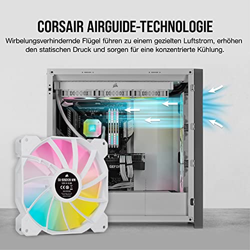 CORSAIR iCUE SP140 RGB Elite Performance 140mm-PWM-Lüfter 2er-Pack Weiß – Ansicht 3